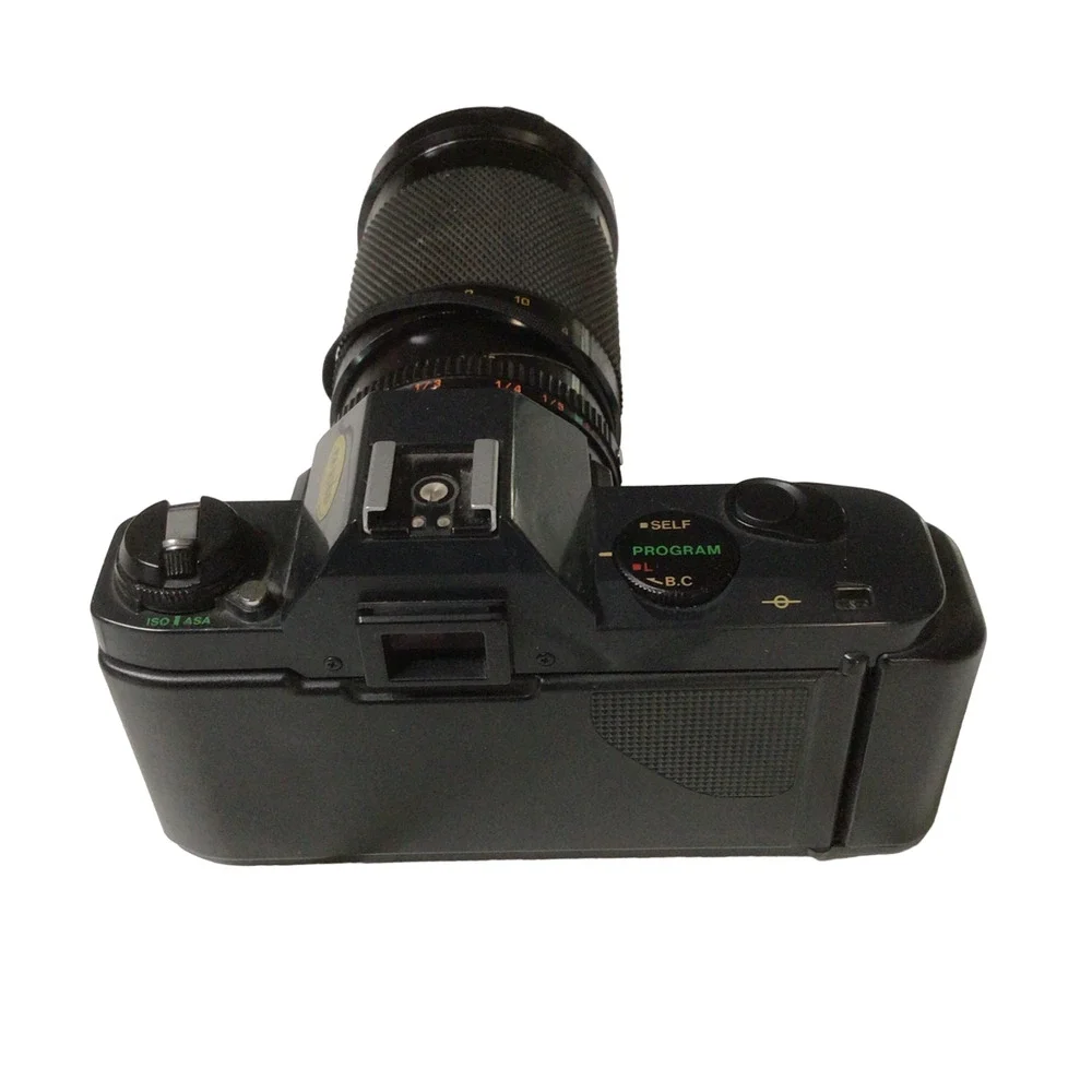 Untested Canon T50 35mm Film Camera Soligor 35-200mm Lens & hoya Filter 912A